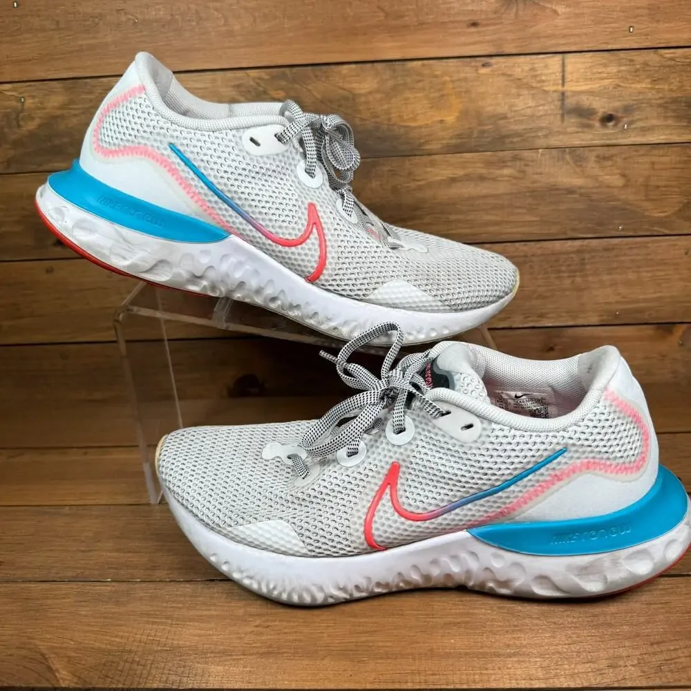 Nike Renew Run CK6360-101 Summit White Crimson Aqua Shoes Women's 9